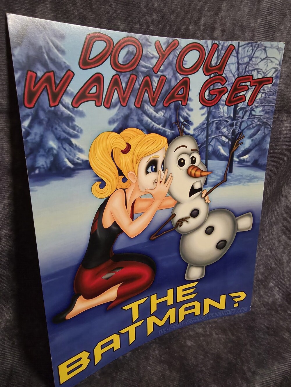 ✨️3/$25✨️ Harley Quinn And Olaf from Frozen Art Print